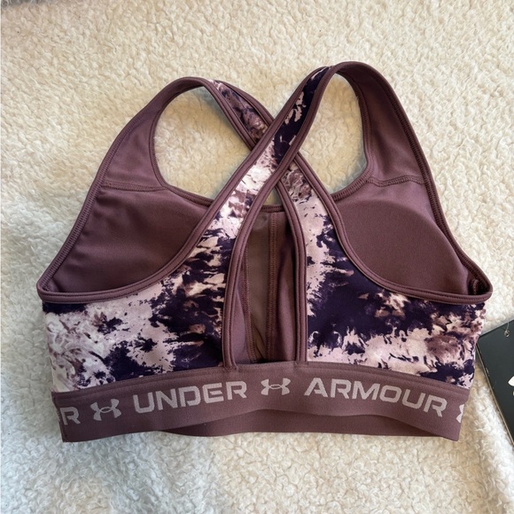 Under Armour Women's Marble Print Crossback Sports Bra - Purple and Black - Picture 5 of 9